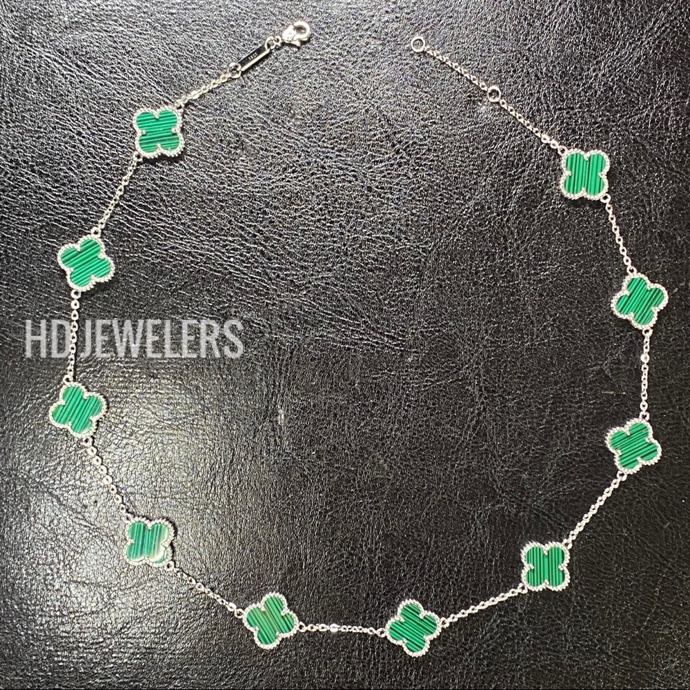 COPY - 10 Green Malachite S 925 Sterling Silver Necklace